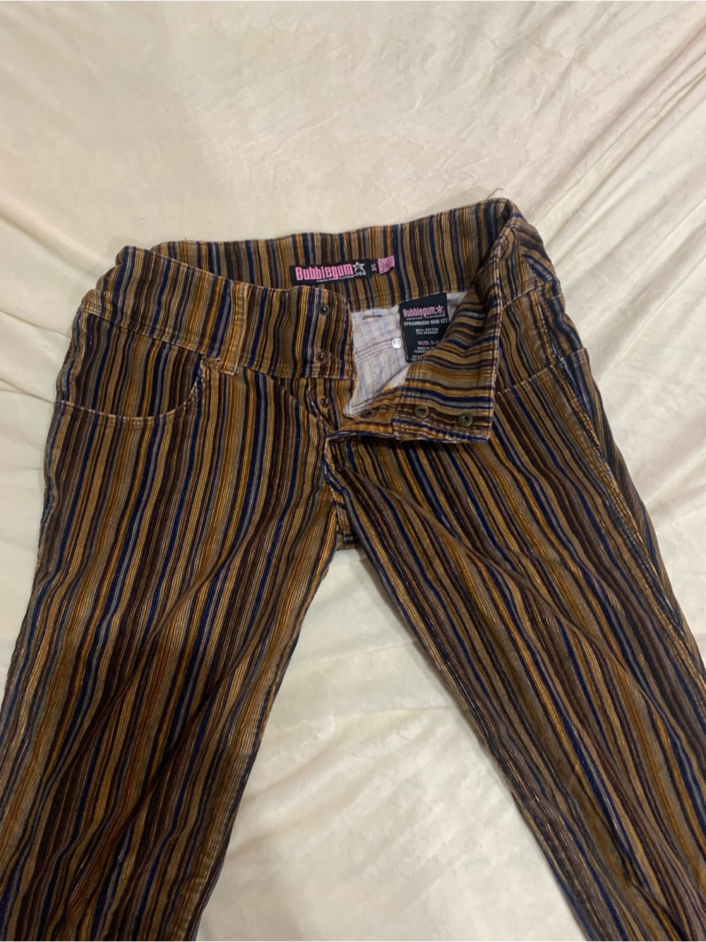 Bubblegum Vertical Striped Pants in Mustard, Navy & Black